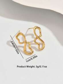 1 Pair Fashionable Asymmetrical Earrings, Unique Twisted Line Design, Minimalist Yet Elegant, Exuding Graceful Elegant When Worn - Earring - View 6