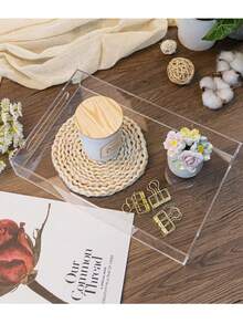 1pc Acrylic Tray, Transparent Fruit Plate, High-End Hotel Home Use Storage Organizer, Acrylic Cosmetic Box - Clear - View 9