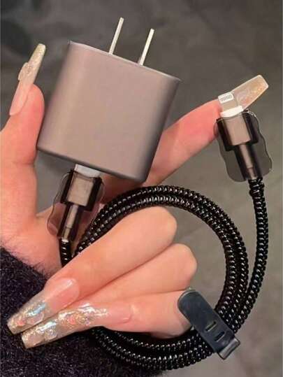 5pcs/Set Data Cable Protector Sleeve, Suitable Compatible With Apple 18/20W Charging Cable, Anti-Bending, Compatible With 13W Fast Charging For IPhone 17/16/15/12, Includes Cable Ties, Easy Storage, Great Gift Idea