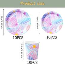 Bộ đồ dùng ăn uống dùng một lần hình đuôi nàng tiên cá, đĩa tiệc 7/9 inch, đĩa giấy dùng một lần, khăn ăn, cốc, thích hợp cho các dịp lễ, đám cưới, lễ đính hôn, sinh nhật, tiệc tùng, lễ kỷ niệm. - Nhiều màu - Xem 11