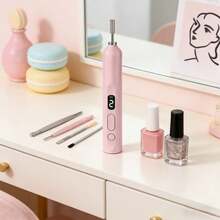 Electric Nail Drill, Mini Nail Drill USB Machine With 12 PCS Drills Bits & Sanding Bands,Manicure Art Pen Remove Polisher, Gel Nail Drill For Acrylic, Manicure Pen Sander Polisher, Cuticle Removal, Suitable For Women Home Or Nail Salon Use, Beginner-Friendly - Pink - View 8
