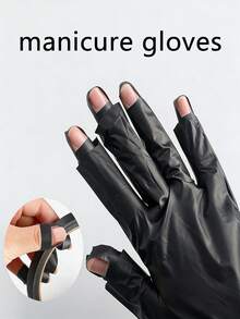 1张遮蔽纸/10只一次性黑色美甲手套，高弹性，适用于美甲灯 - 彩色 - 查看 1