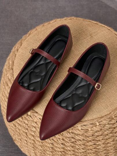 Women's Pointed Toe Splicing Low Vamp Flat Casual Shoes, Purple, Versatile, Suitable For Autumn & All Seasons