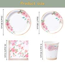 Bộ đồ dùng ăn uống dùng một lần chịu nhiệt, họa tiết lá và hoa màu xanh lá cây, đĩa tiệc 7/9 inch, đĩa giấy dùng một lần, khăn ăn, cốc, thích hợp cho các dịp lễ, đám cưới, lễ đính hôn, sinh nhật, tiệc tùng, lễ kỷ niệm. - Nhiều màu - Xem 2