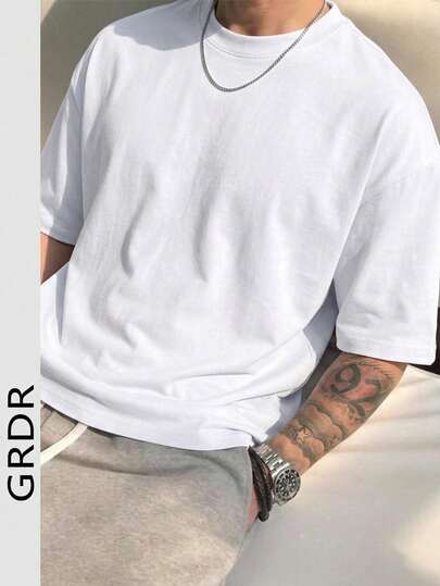  GRDR Men's Versatile Casual Minimalist Round Neck Short Sleeve T-Shirt, Comfortable & Fashionable