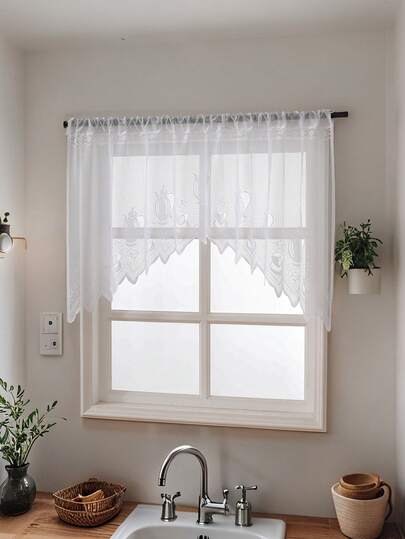 ستارة كافيه مطرزة بالدانتيل بتصميم بسيط، ستارة زخرفية للنافذة، حاجز لتقسيم مساحة مقهى