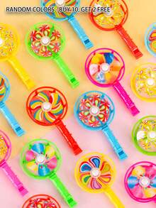 Sifflet et moulin à vent colorés, convenant pour les fêtes et les collectionneurs. Petit cadeau de jouet sifflet et moulin à vent pour le rachat de points de récompense - Multicolore - Voir 8