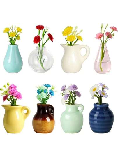 1 Nam Châm Tủ Lạnh - Nam Châm hình bình hoa gốm mini dễ thương, Nam Châm bình hoa mini cho tủ lạnh, Nam Châm bình hoa nhỏ ngộ nghĩnh, Bình hoa gốm 3D trang trí cho tủ lạnh, văn phòng, nhà bếp, tủ khóa, bảng trắng (Không bao gồm hoa)