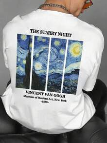 Zrgoth 男士休闲百搭简约星空印花短袖T恤 - 白色 - 查看 1