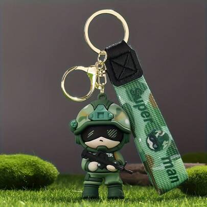 1pc Creative Soldier Keychain, Suitable For Clothes, Bags And Car Keys, Multiple Colors Available, Party Favor Keychain, Holiday Gift Keychain