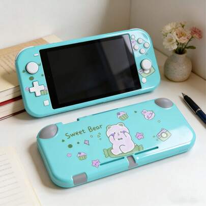Mint Green Small Bear Transparent Protective Soft Case Suitable For Nintendo Switch Game Console