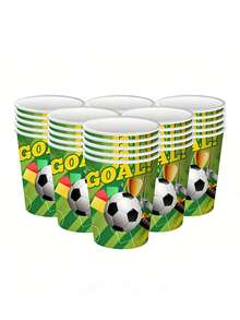 Juego de Vajilla con Tema de Fútbol - Platos y Vasos de Papel, Perfecto para Celebraciones de Fútbol, Reuniones de Aficionados, Fiestas de Cumpleaños, Bodas, Reuniones Familiares, Eventos al Aire Libre, Picnics en la Playa, Carnavales, Ramadán, Pascua, Día de San Patricio y talla grande - Multicolor - Ver 5