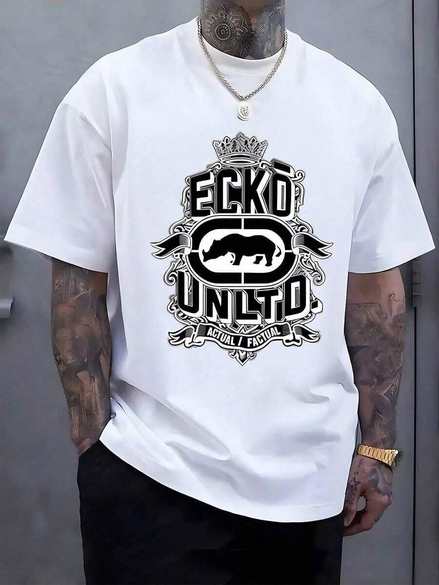 Ecko Unltd Rhino Graphic T-Shirt - Men'S Classic Fit Cotton Tee, Comfortable Casual Crew Neck Short Sleeve Shirt, Streetwear Style Perfect For Casual Attire, Hip Hop Fashion, And Summer Comfort, Everyday Comfort | Classic Fit Tee | Durable Print Shirt, T Shirt - 白色 - 查看 1
