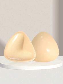 1 Pair Double-Sided Reusable Self-Adhesive Bra Pads, Thickened Invisible Bra Inserts, Waterproof For Swimming - Apricot - View 3