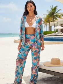 Pearl Beach Cover-Up - Shirt And Adjustable Tulle Pants Set | Summer 2026 - Resort Fashion Blogger Style - 藍殼 - 查看 1