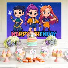 K-Pop Stage Witch Hunter Theme Girls Party Scene Birthday Party Backdrop Banner. K-Pop Theme Wall Decor. Photo Shooting Background. Ideal For Electronic Music Festival Celebrations, Room Decor And Display Props. - Multicolor - View 3