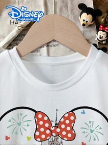 Disney Women's Stylish Short-Sleeve T-Shirt Featuring A Disney Mickey Mouse Print, Perfect For Everyday Casual Wear And Party Gatherings For Suitable For Spring And Summer, Machine Washable, Made From Stretchy Fabric - trắng - Xem 3
