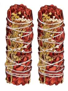 Premium 4"/10cm Long Dragon Blood Sage Set, Hand Tied Dragon Blood Smudge Kit For Powerful Purification, Amulets, Smoke Removal - Multicolor - View 15