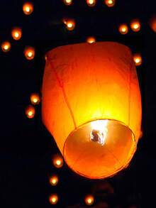 20个纯白色许愿灯，纸灯笼/天灯，采用阻燃材料制成，您可以在灯笼上写下您的愿望并放飞它们。 - 隨機顏色 - 查看 7