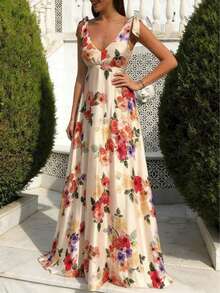 SUNSTORY 女士优雅修身飘逸连衣裙，适合度假、约会、派对、艺术展、海滩、郊游、音乐节、花园、下午茶、复活节派对、毕业典礼、晚宴等场合。 - 橘色 - 查看 3