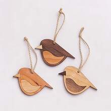 3 piezas/6 piezas Decoración colgante de pájaros de madera, decoración de hogar artificial de madera, sin electricidad requerida, estilo retro colgante | Diseño de cuerda, estilo bohemio - Multicolor - Ver 5