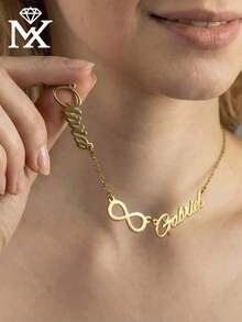 Personalized 2 Names Necklace, Couple Names Necklace With Infinity/Heart, Gift For Wife, Two Name Necklace,Mom Kids Jewelry,Anniversary Gift - Multicolor - View 4