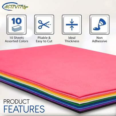 Tablero de espuma EVA, 9"X 12", 10 colores aleatorios, papel de espuma para manualidades de 2 mm de grosor, 10 hojas en total