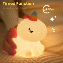 Children's Unicorn Night Light, Silicone Baby Care Nightlight, Dimmable LED Unicorn Lamp, USB Rechargeable Bedside Lamp, Unicorn Night Light, Suitable Gift For Girls, Infants And Girl, Bedroom & Kids Room Decor - White - View 6