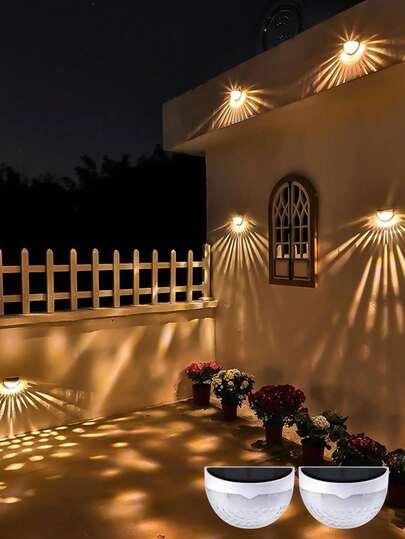 1/2/4pcs Solar Fence Lights, Deck Lights, Solar Wall Lights, Solar Wall Mounted Outdoor Fence Lights, White LED Lights, Garden, Home, Patio, Yard, Garage, Camping, Halloween, Christmas Party Decor Lighting