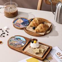 创意甜点摄影托盘，下午茶点心单人餐盘，面包展示相思木托盘 - 彩色 - 查看 3