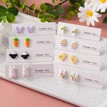 9pcs/Box Mini Cartoon Soft Clay Earring Mold, Cute Rabbit & Sheep Shaped Clay Earring Pendant DIY Craft Tool Kit, Suitable For Beginners And Jewelry Artists, Polymer Clay Earring Making Tool, Clay Jewelry Making Set - White - View 6