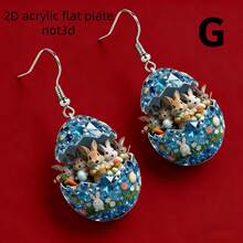 2pcs Easter Novelty Earrings, 2D Flat Cute Rabbit Design Acrylic Earrings - Multicolor - View 17