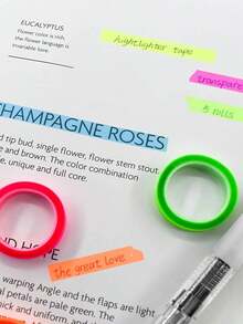 5支装 6/8/12mm 多宽度、多色透明撕拉式胶带，防水、可书写，附赠彩色荧光笔；五种颜色可选；学习用品，返校季。 - 彩色 - 查看 4