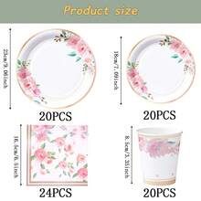 Bộ đồ dùng ăn uống dùng một lần chịu nhiệt, họa tiết lá và hoa màu xanh lá cây, đĩa tiệc 7/9 inch, đĩa giấy dùng một lần, khăn ăn, cốc, thích hợp cho các dịp lễ, đám cưới, lễ đính hôn, sinh nhật, tiệc tùng, lễ kỷ niệm. - Nhiều màu - Xem 12