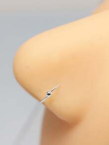 1pc 22G 925 Sterling Silver Nose Ring/Stud, Ear Cuff, Cartilage Hoop, Dangle Earrings For Women, 8mm - Silver - View 6