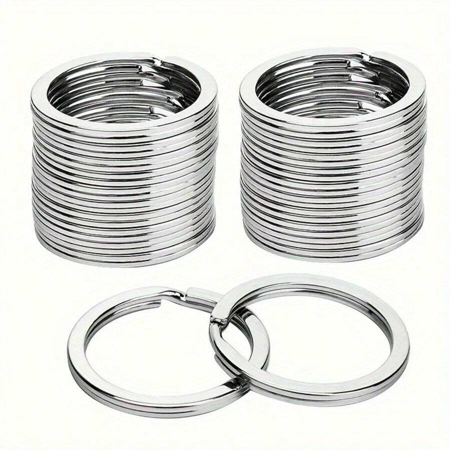 20/40 piezas Anillos partidos para llaves, Llaveros planos duraderos de 0.98" y 1.18" para manualidades DIY, accesorios para bolsas de llaves, uso en automóvil y hogar, accesorios para hacer llaveros DIY - Llavero de anilla plana - Ver 1