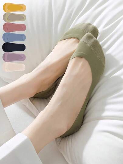 1/5/10 pares de calcetines invisibles sin costuras y antideslizantes para mujer, de verano, de unicolor y casuales