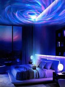 1 đèn chiếu xoáy thiên hà USB, đèn chiếu sóng LED, 7 màu đổi màu, đèn ngủ chiếu sáng phòng ngủ, phòng khách, rạp chiếu phim tại nhà, trần nhà, tiệc tùng, tạo không khí phòng khiêu vũ, cấp nguồn USB kèm điều khiển từ xa - ánh sáng đa sắc - Xem 3