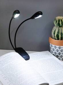 1 pezzo Lampada da lettura regolabile a 2 braccia con 4 LED - Lampada da scrivania portatile a batteria con braccio flessibile, ideale per viaggi e camera da letto, design elegante nero, lampada da comodino - Bicefalo - Visualizzare 2