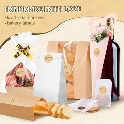 Kraft Paper Roll Seal Stickers  Round Stickers Adhesive Thank You Roll Labels Personalized Round Labels