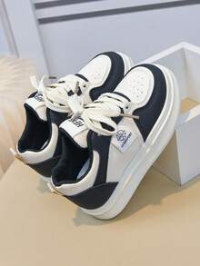 2026春夏秋季儿童白色运动鞋，男女童软底休闲鞋，透气防滑耐穿轻便时尚 - 黑色 - 查看 1