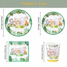 Elephant Pattern Disposable Tableware Set, 7/9 Inch Party Plates, Disposable Paper Plates, Napkins, Cups, Suitable For Holidays, Weddings, Engagements, Birthdays, Parties, Celebrations - Multicolor - View 2