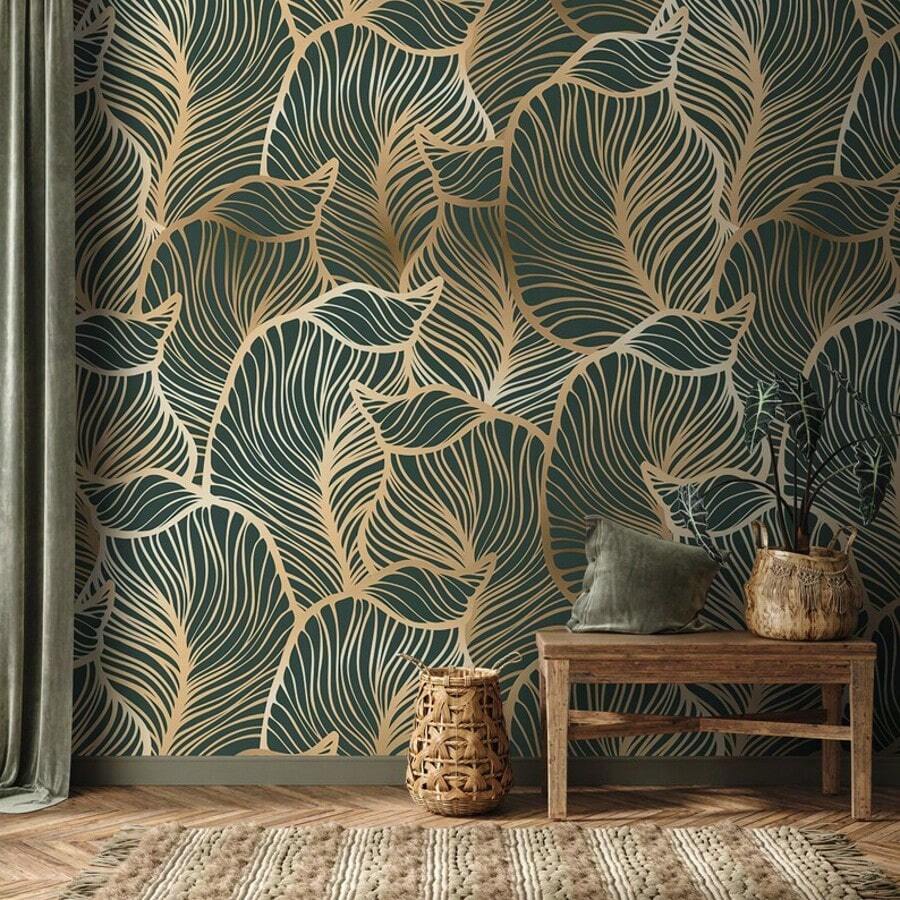 Peel And Stick Wallpaper, Green Leaf Wallpaper, Charming Wall Mural ...