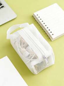 1/3pcs Mini Storage Bag, Transparent Mesh Zipper Pouch, Mini Cosmetic Bag, Can Store Coins, Keys, Transit Cards, Toys, Cosmetics, Charging Cables - Washable - View 9