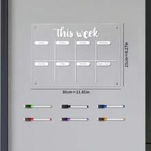 1pc Multi-Color Weekly Planner Decorative Magnetic Sticker, Acrylic Refrigerator Memo Board With Erasable Writing (Comes With 6 Magnetic Whiteboard Pens) - I - View 1