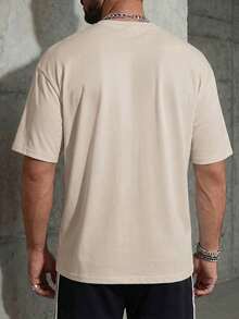 GRDR 男士复古圆领印花短袖T恤 - 杏色 - 查看 4