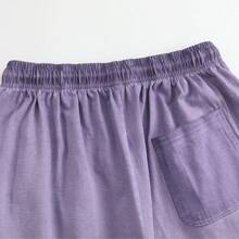 Men's Heavyweight Gradient Washed Drawstring Shorts - Casual Streetwear Elastic Waist Knee Length Shorts With Pockets - Vintage Distressed Denim Look Summer Bottoms For Men -  Y2K Inspired Relaxed Fit Casual Shorts For Daily Wear, Street Style, And Outdoor Activities - 2026 New Arrival American Fashion Essentials - Màu tím - Xem 5