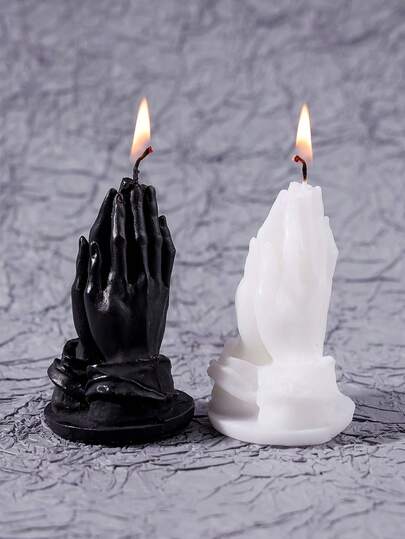 1 Box Praying Hand Shaped Scented Candles, Decorative Crafts, Fragrance Candle Holders In Various Hand Gestures, Creative Decor For Study, Office, Room, Bathroom, Photography Props, Gifts, Soy Wax, Healthy, Smokeless,