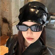 1pc Retro Chic Black Headband Headscarf, Elegant Versatile Triangular Scarf, Leather-Like Material - Multicolor - View 2