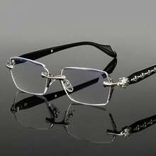 一副男女通用的现代简约时尚眼镜，无框设计，是参加派对和节日的必备单品 - 無色 - 查看 6